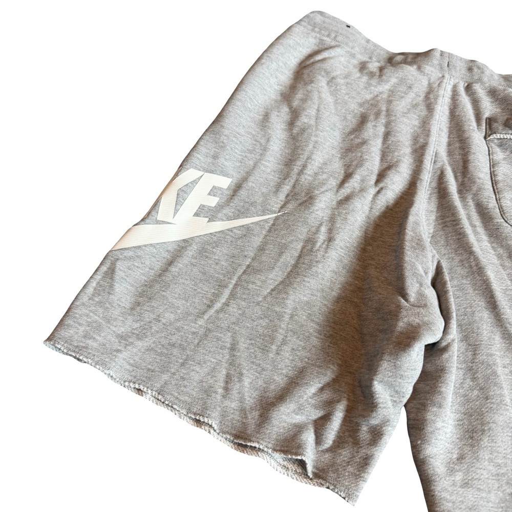 Nike Grey Athletic Shorts Athleisure White Logo Comfort Cotton Stretch Small Men - Picture 10 of 11